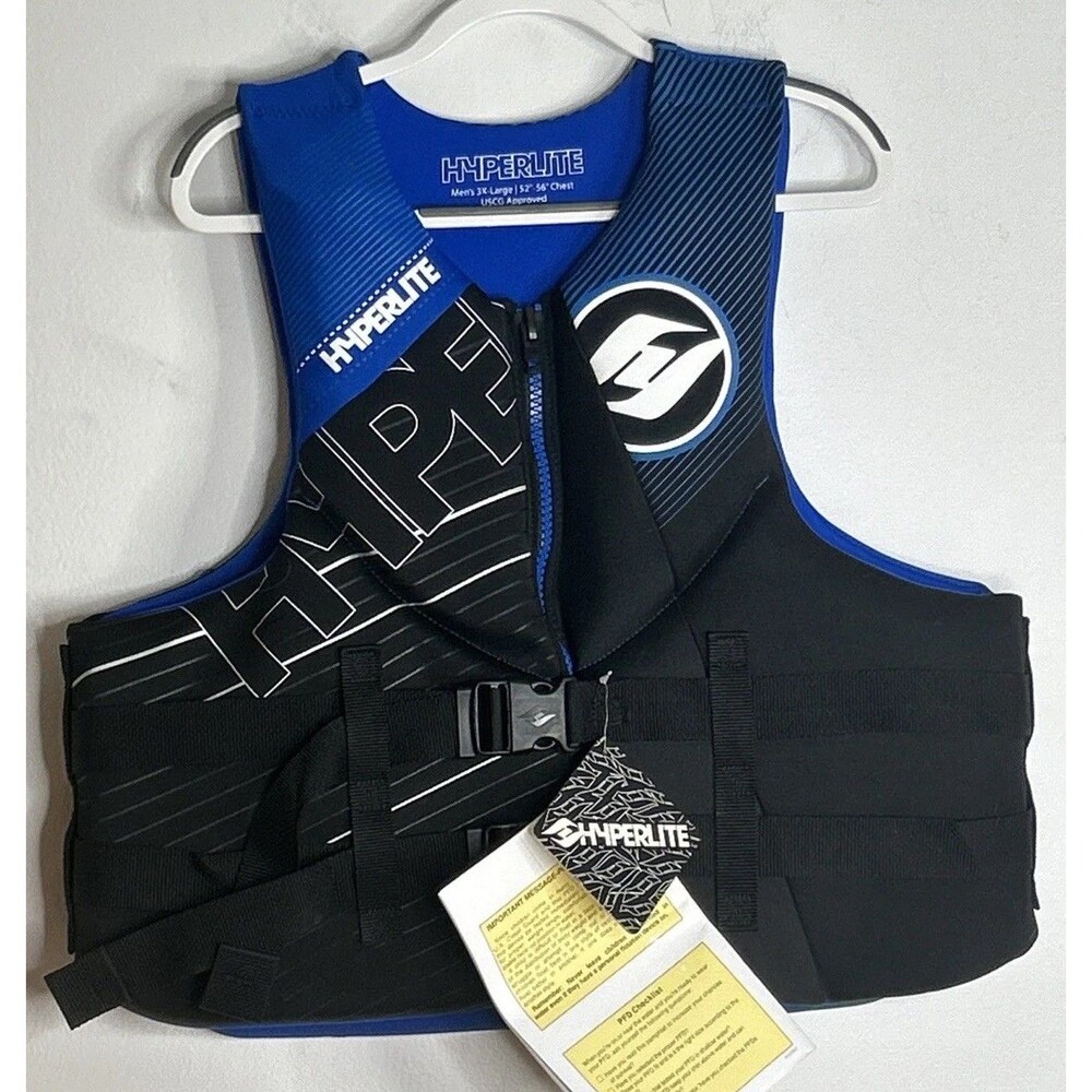 NWT Hyperlite Adult Life Jacket 3XL PFD Blue Wakeboard Waterski New